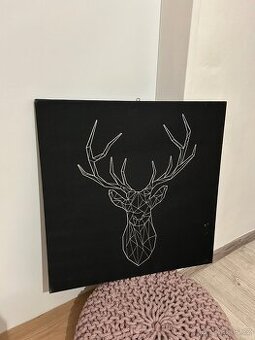 Černý obraz s jelenem Ikea