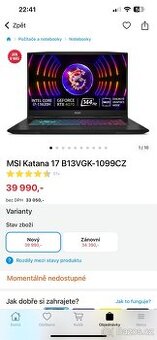 MSI Katana 17 B13VGK-1099CZ