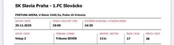 2 vstupenky - Slavia - Slovácko