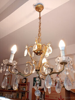 Hollywood Regency křišťálový lustr,3 ramena