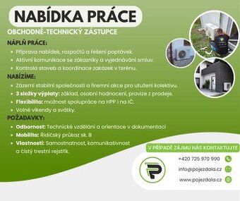 NABÍDKA PRÁCE - Obchodně-technický zástupce