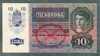 Staré bankovky 10 korun 1915 pěkný stav