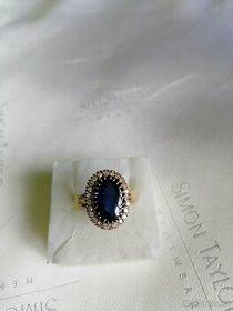 Zlatý luxusní starožitný prsten s diamanty a Berylem 5,5ct