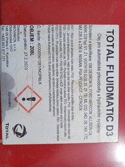 Převodový/servo olej Total Fluidmatic D3