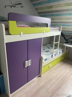 Patrová postel Space4kids+psací stůl +poličky