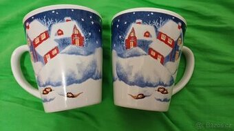 Vánoční hrnky zimní chaloupky 2 ks