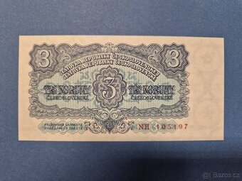 3 Kčs  1953 UNC neperforovaná