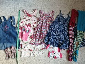 Šaty 110/116, 98/104, 12-18měs., punčocháče, ponožky