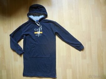 dámská Gant tm.modrá dlouhá mikina, šaty kapuce nápis S-M/40