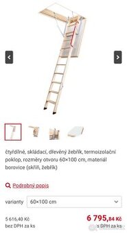 Schody půdní termoizolační FAKRO LTK Energy (60x100) 280/4