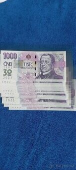 1000 Kč s přítiskem UNC, série M