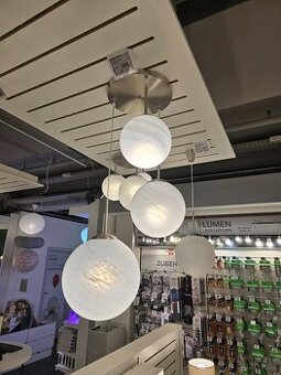 XXXLutz 2ks lustr/závěsné svítidlo bílé koule sklo/chrom