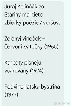 Koupím knihy od autora Juraje Kolinčaka