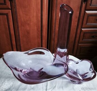 Set hutního, fialového skla.