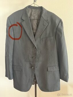 Burberry černý pánský oblek s jemným modrým proužkem