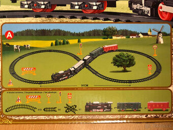 NOVÝ ELEKTRICKÝ VLÁČEK S KŘIŽOVATKOU, SVÍTÍ (vláčkodráha / v