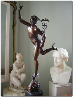 Monumentální krásný bronzový Hermes, 19. století. Barbedienn