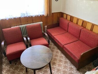 Halabala set 2x křeslo, gauč, stůl