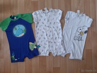 3 letní overaly, vel.92, H&M aj., Snoopy