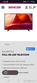 TV Sencor SLE 43F57TCS Full HD 110cm
