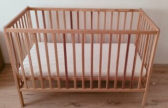 Dětská postýlka s matrací 120 x 60 cm (buk) - přírodní