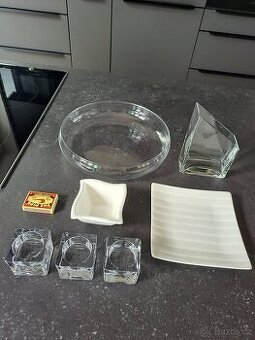 Různé užitné sklo a porcelán, 6 ks, levně