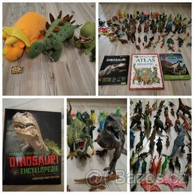 Dinosauří figurky+ 4 knížky+ 3 plyšáci