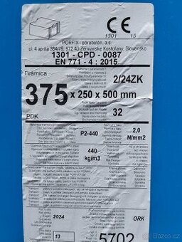 5 palet PORFIX BÍLÝ Tvárnice P2-440 PDK 375x500x250