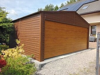 Plechová garáž 6×5 m – SEGMENTOVÁ BRÁNA + ELEKTRICKÝ POHON