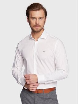 TOMMY HILFIGER  WHITE SLIM BAVLNĚNÁ KOŠILE XL