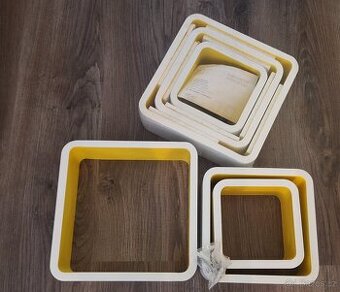 Nástěnné police set Cube (žluto-bílé, nové)