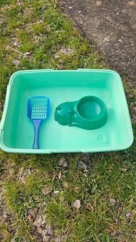 Kočičí toaleta + lopatka + miska – komplet