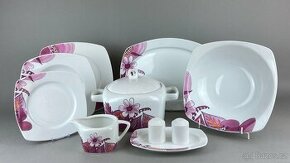 Nová Jídelní souprava porcelán, Tetra, zdobená, květ, NOVÉ