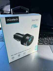 Autonabíječka CHOETECH - USB + 2x USB-C - 130W / 100W USB-C