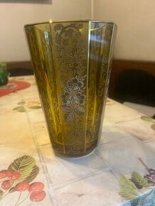 Stara skleněná zlacena váza
