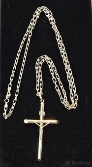 Zlatý řetízek anker pilka s křížkem14k 585/1000