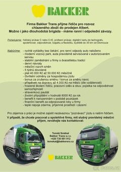 řidič C nebo C+E z okolí Olomouce