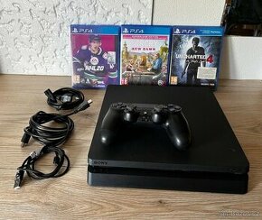PS4 - PlayStation 4 Slim 1Tb - 1x ovladač - 3x Hra