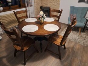 Dubový stůl a 4 židle z masivu