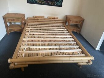 Bambusová manželská postel 140 cm