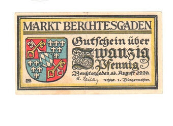 Nouzová bankovka BERCHTESGADEN, 20 pfennig, 1920
