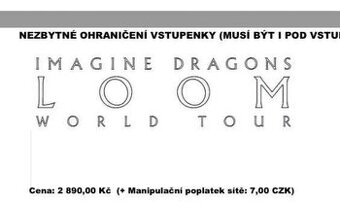 2 Lístky na koncert Imagine Dragons 9.6. 2025 Praha Letňany