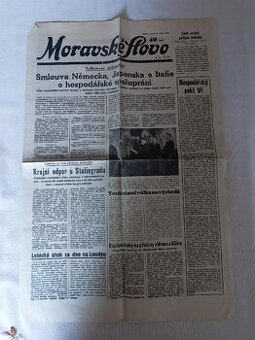 Pražšký Merkur a Moravské slovo noviny z roku 1939 a 1943 - 1