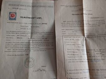 DKW NZ 350 doklady o převodu do osob. vlastnictví rok 1945