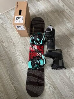 Snowboard Sims 120 cm + úplně nové vázání + boty 33-34