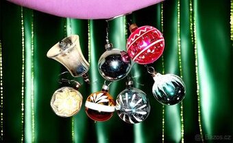 Staré retro vánoční ozdoby🎄baňky, zvoneček, výdutek