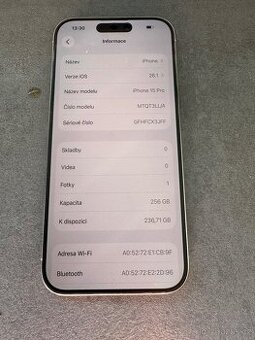 Pekny Apple iPhone 15 Pro 256GB Silver