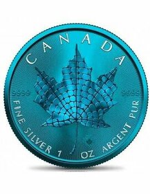 investiční stríbro - Canada maple leaf Blue Mosaic