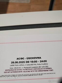 2 lístky na sezení AC/DC 26.6. Letiště Praha 9-Letňany.