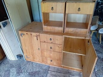 Komoda + 2 noční stolky, Borovice masiv